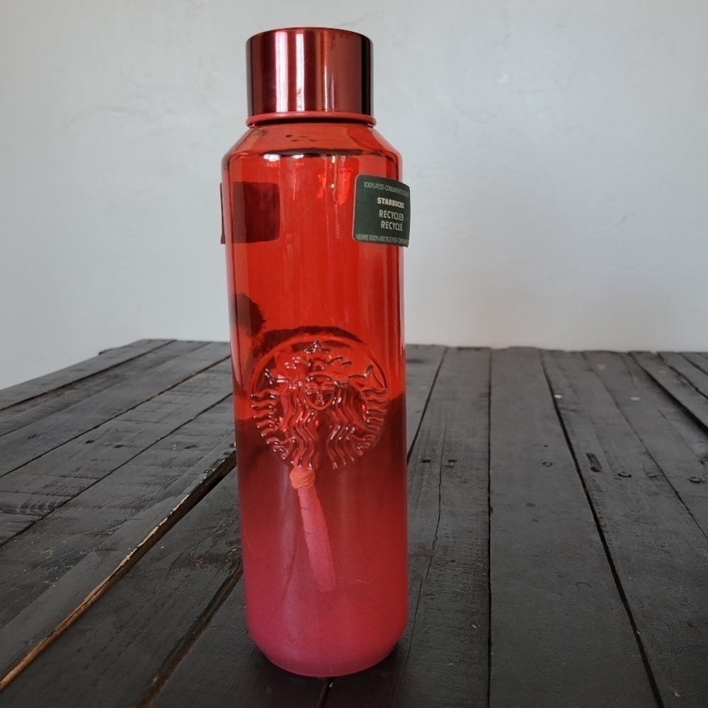 Starbucks NWT Valentine's Day 2022 Glass Tumbler 22 Ounce Red Ombre Pink Jar